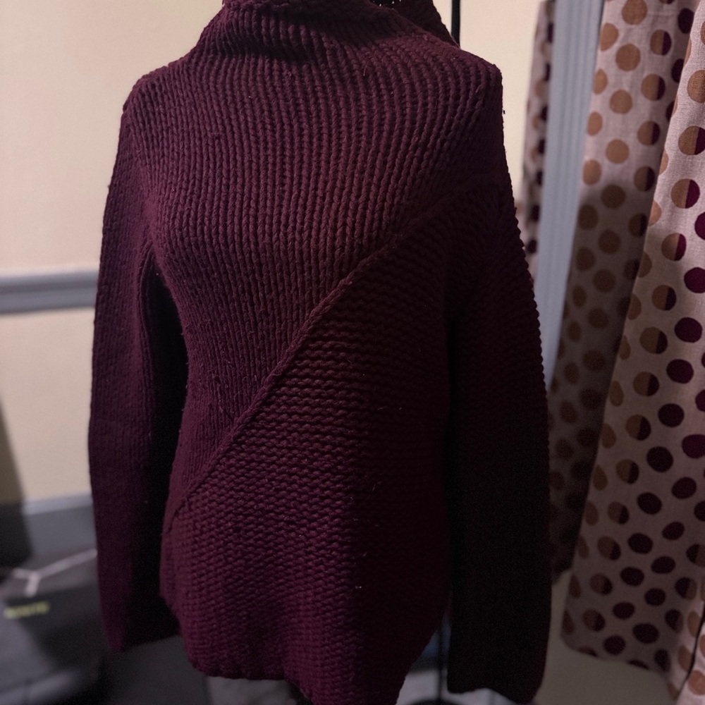 Burgundy Knit Turtleneck Sweater